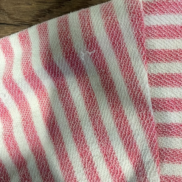 Aerie terry cloth inside out pink and white stripe sweater size large - Picture 5 of 8